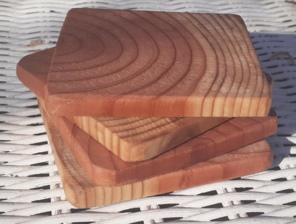 Red wood coasters