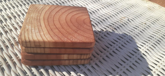 Red wood coasters